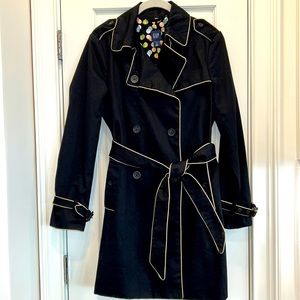 GAP Black Trench Coat with White Trim